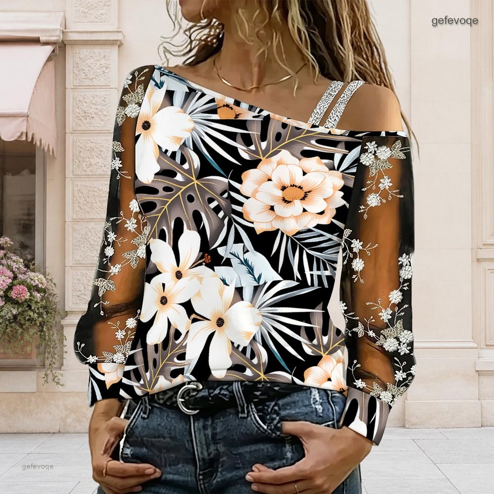 بلوزة نسائية مكشوفة الكتفين، ت - مراجعة Blouse Off Shoulder وسعره