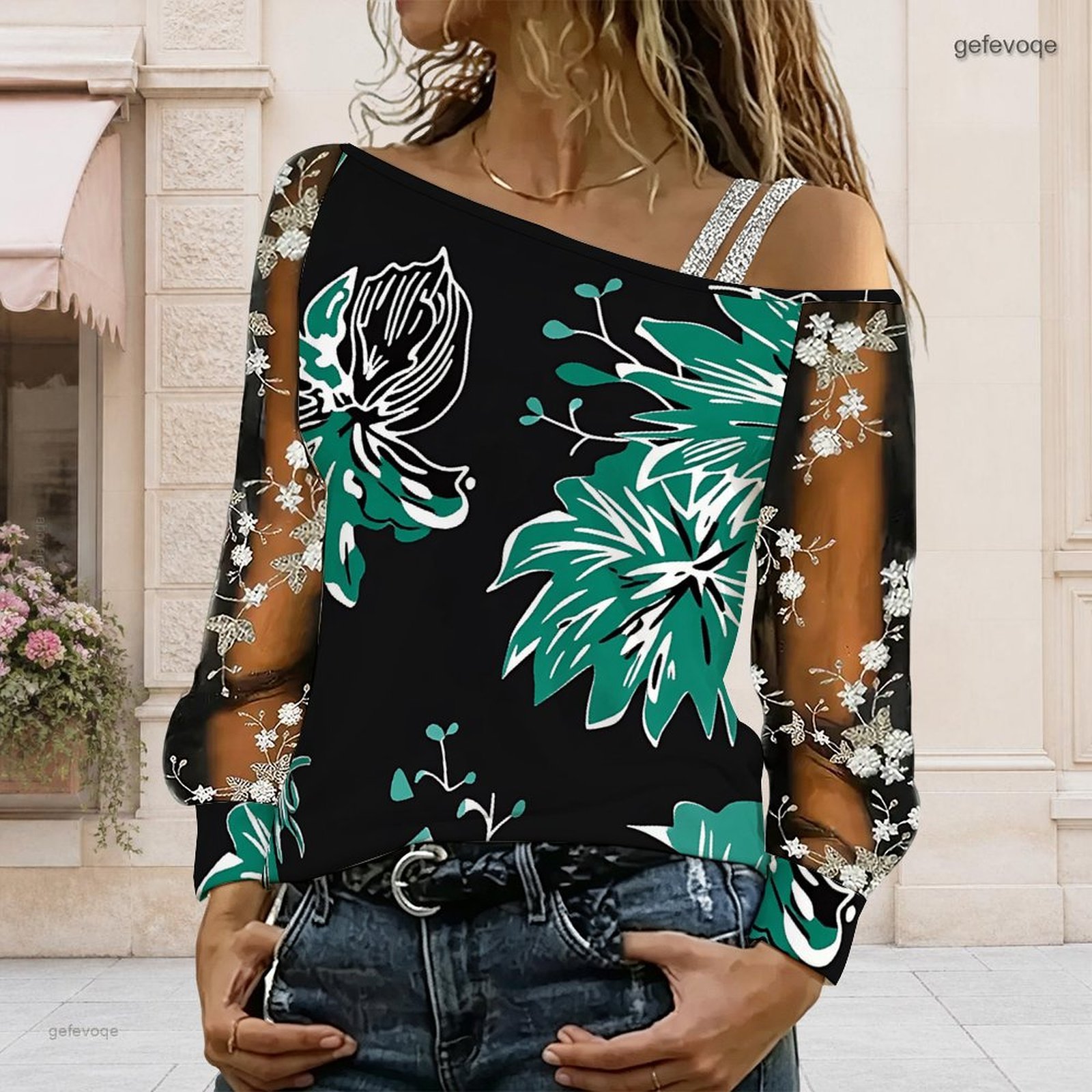 بلوزة نسائية مكشوفة الكتفين، ت - مراجعة Blouse Off Shoulder وسعره
