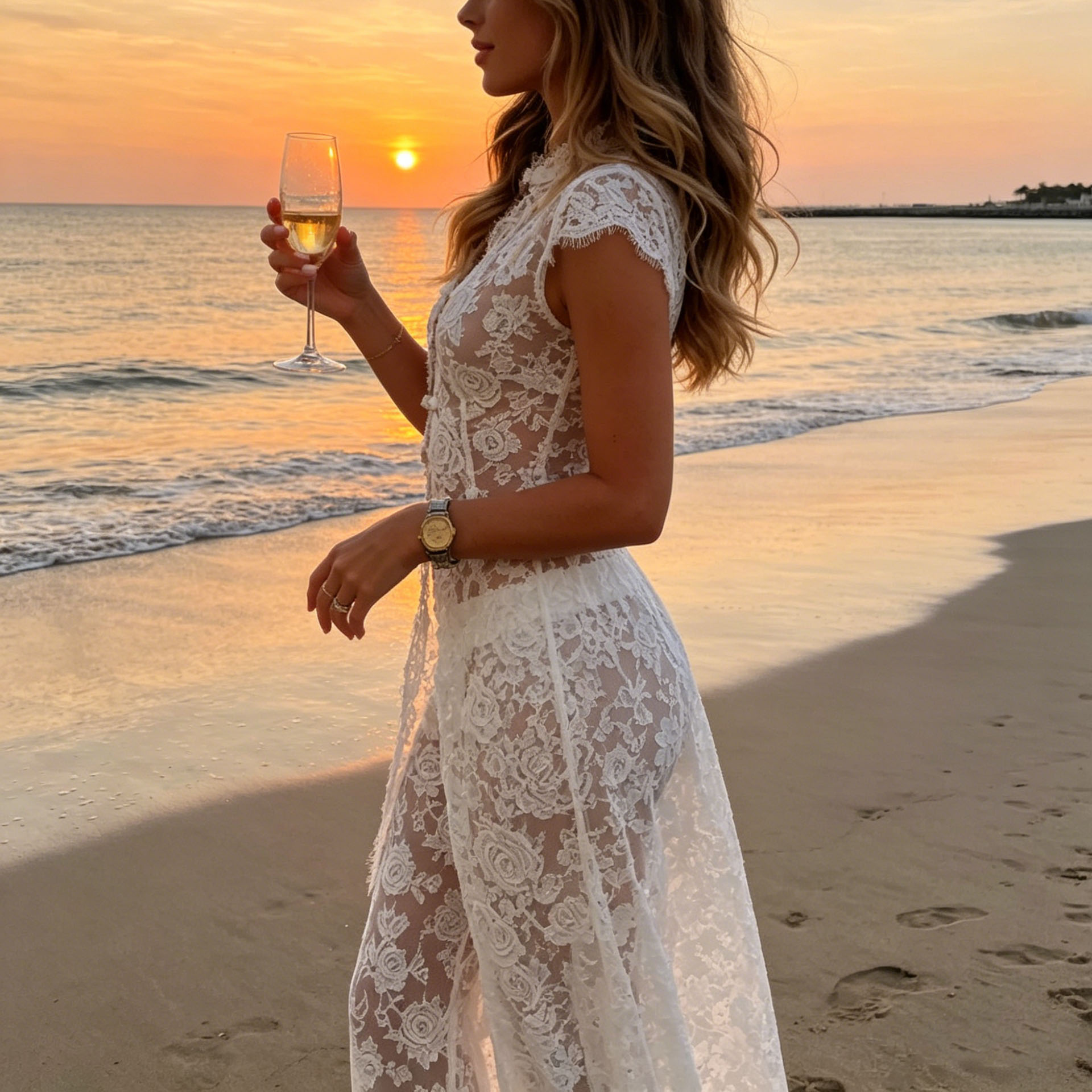 طقم نسائي مكون من قطعتين: كيمو - مراجعة Kimono Sheer Floral وسعره