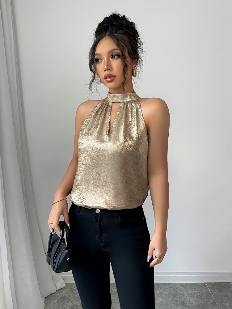بلوزة نسائية ذهبية لامعة بتصمي - مراجعة Blouse Off Shoulder وسعره