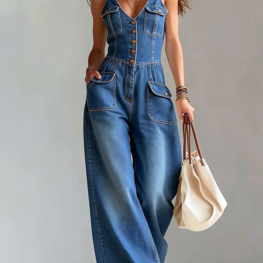 بدلة نسائية كاجوال من الدنيم ا - مراجعة Jumpsuit Linen Relaxed وسعره