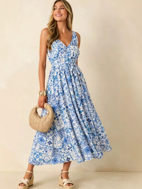 فستان نسائي صيفي 2026 بمقاسات  - مراجعة Linen Dress Wrap وسعره