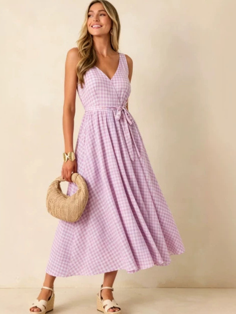 فستان نسائي صيفي 2026 بمقاسات  - مراجعة Linen Dress Wrap وسعره