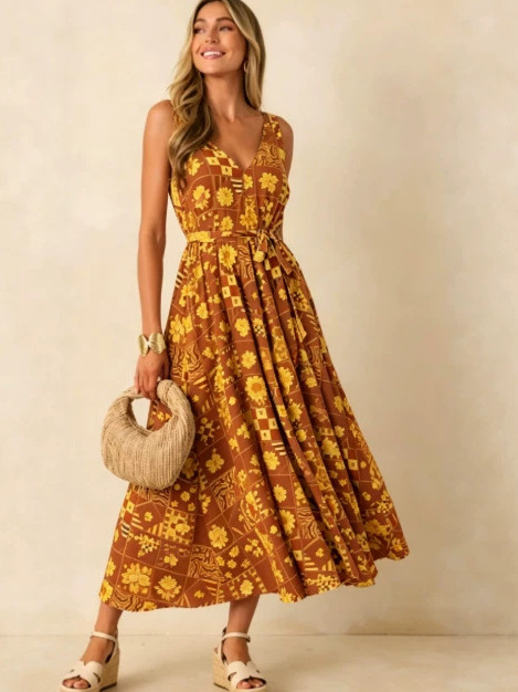 فستان نسائي صيفي 2026 بمقاسات  - مراجعة Linen Dress Wrap وسعره