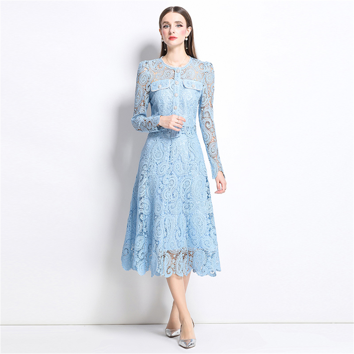 الربيع الحلو الدانتيل زهرة الت - مراجعة Midi Skirt Floral وسعره