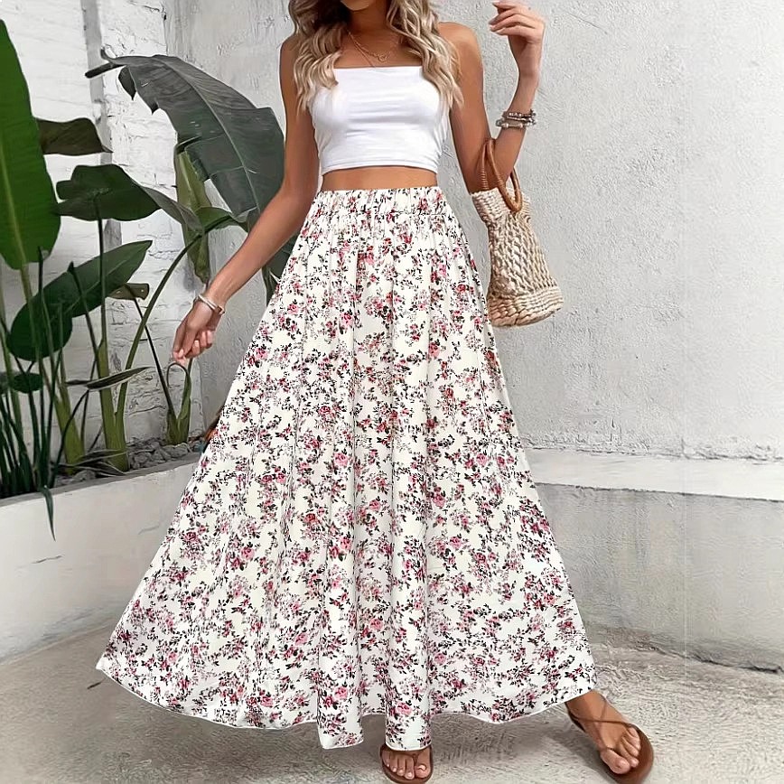 تنورة نسائية متوسطة الطول بطبع - مراجعة Midi Skirt Floral وسعره