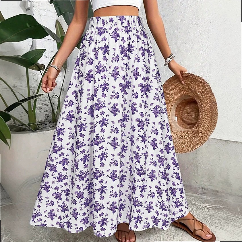 تنورة نسائية متوسطة الطول بطبع - مراجعة Midi Skirt Floral وسعره