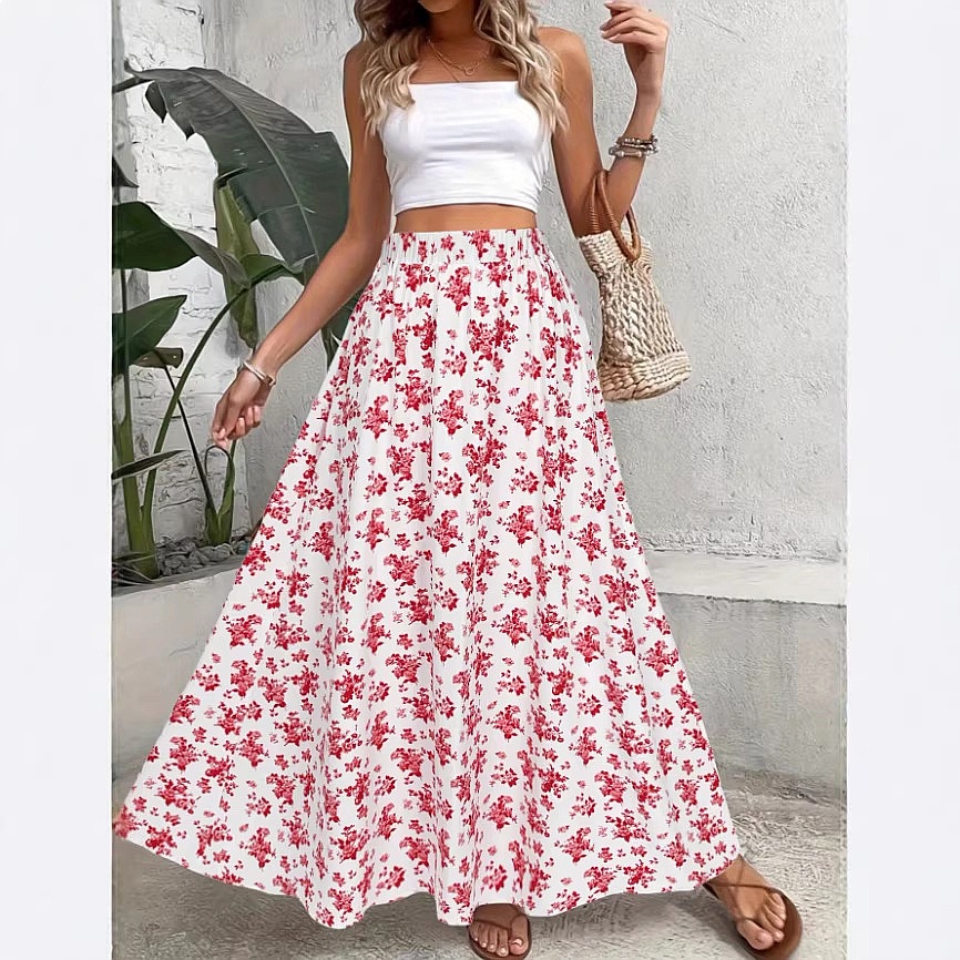 تنورة نسائية متوسطة الطول بطبع - مراجعة Midi Skirt Floral وسعره
