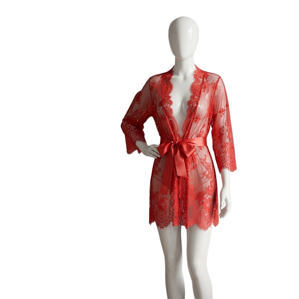 روب نوم نسائي شفاف من الدانتيل - مراجعة Kimono Sheer Floral وسعره